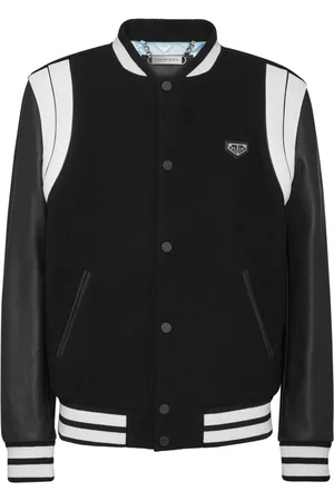 Philipp Plein Leather sleeves bomber jacket