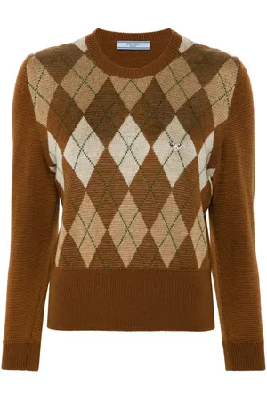Prada Argyle-pattern sweater