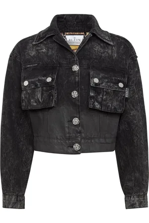 Philipp Plein Drop-shoulder cropped denim jacket
