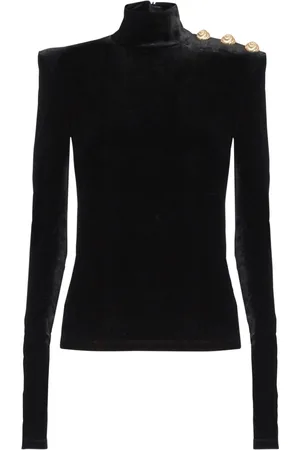Balmain Long-sleeve velvet top