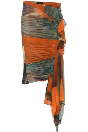 MUGLER Archive-print ruched skirt