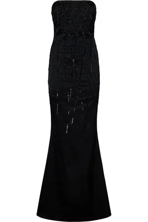 ROOM76 Crystal-embellished satin gown