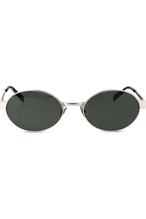 Saint Laurent Logo-engraved oval-frame sunglasses