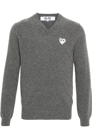 Comme des Garçons Heart-patch m??lange-effect wool jumper