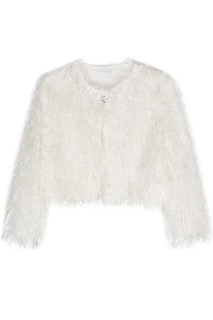 MONNALISA Round-neck fringed jacket