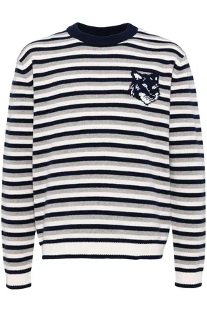 Maison Kitsuné Fox head intarsia striped jumper