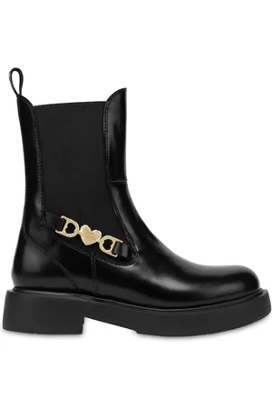 Moschino Logo-plaque slip-on leather boots