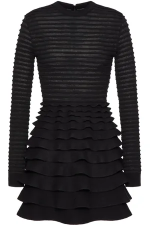 VALENTINO GARAVANI Ribbed-tiered mini dress