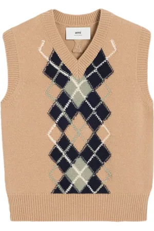 Ami Argyle wool-cashmere blend sleeveless jumper
