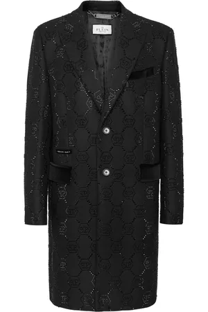Philipp Plein Logo-embellished peak-lapels single-breasted coat