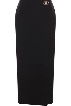 VALENTINO GARAVANI Logo-plaque wool pencil skirt