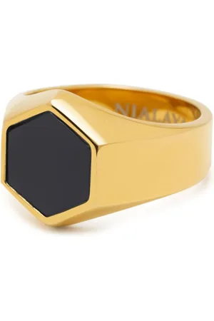 Nialaya Hexagon-shaped matte-stone ring