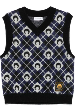 Marine Serre Moon Argyle knit vest