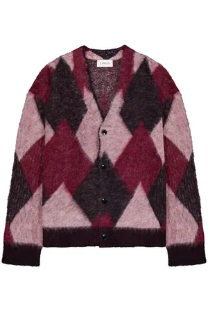 LANEUS Argyle-pattern cardigan