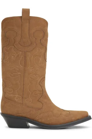 Ganni 40mm suede-effect Western boots