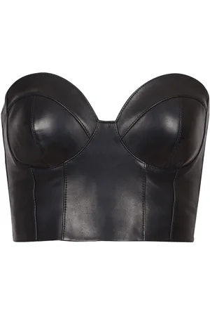 Balmain Zip-up leather corset top