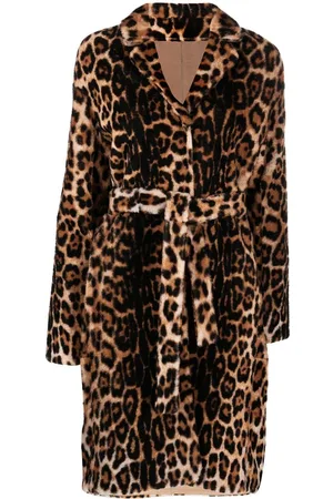 YVES SALOMON Leopard print belted coat