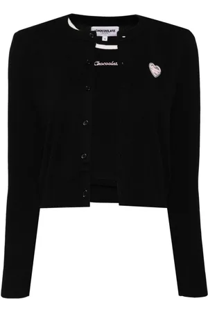 Chocoolate Heart-patch cardigan top (set of two)