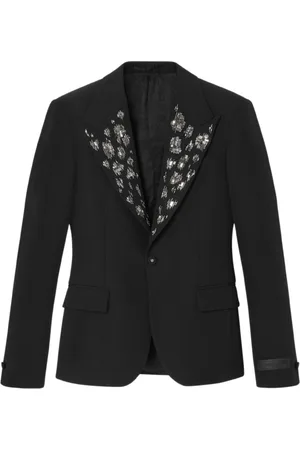 VERSACE Embellished grain-de-poudre blazer