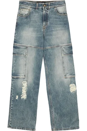 Roberto Cavalli Distressed straight-leg jeans