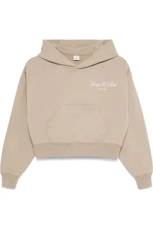Sporty & Rich Vendome-script cropped hoodie