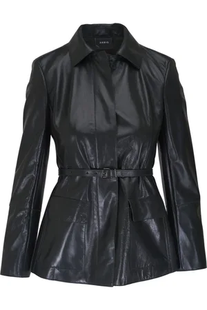 AKRIS Belted leather jacket