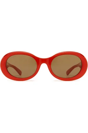 Gucci Lens-decal oval-frame sunglasses