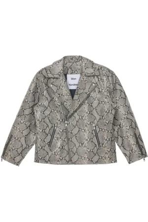 Won Hundred Snakeskin-print leather jacket
