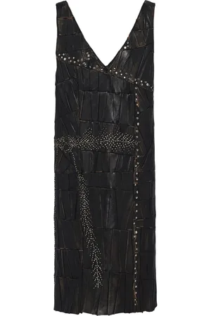 Prada Patchwork leather midi dress