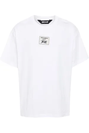Roberto Cavalli Logo-patch cotton T-shirt