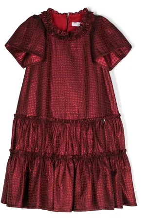 MONNALISA Houndstooth-pattern tiered dress