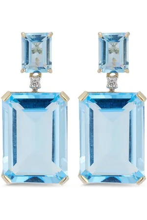 Mateo 14kt yellow blue topaz drop earrings
