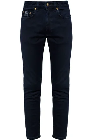 VERSACE Logo-patch straight-leg jeans