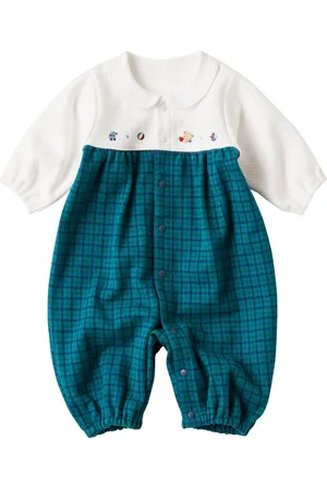 Familiar Tartan check-pattern cotton romper