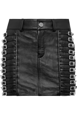 Philipp Plein Crystal-embellished leather mini skirt