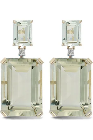 Mateo 14kt yellow amethyst and diamond drop earrings