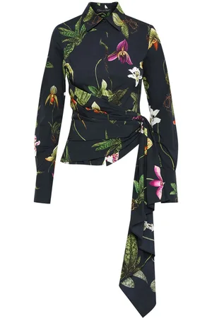 Oscar de la Renta Orchid cotton poplin blouse