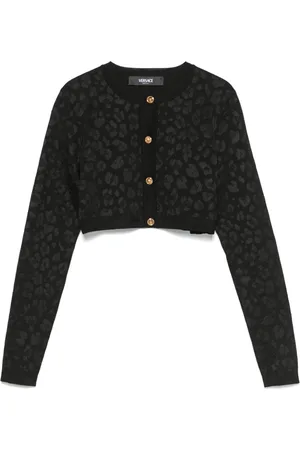 VERSACE Leopard-pattern lurex cardigan