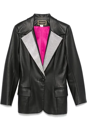 MITILIANE COUTURE Crystal-lapels faux-leather blazer