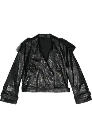 SALVATORE SANTORO Crocodile-embossed biker jacket