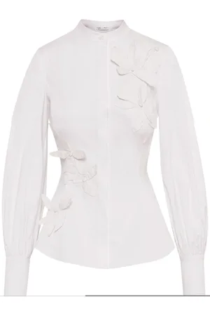 Oscar de la Renta Orchid cotton twill blouse