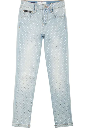 Philipp Plein Crystal-embellished five-pocket straight-leg jeans