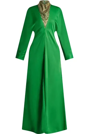 Salvatore Ferragamo Stone-appliqu?? long-sleeved gown