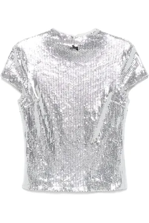ROTATE Sequinned cap-sleeve top