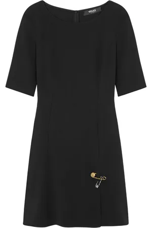 VERSACE Safety Pin flared satin mini dress