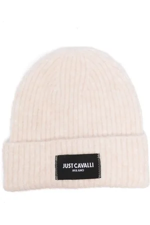 Roberto Cavalli Logo-patch knitted beanie