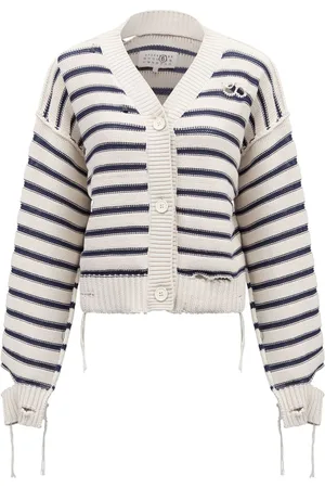 Maison Margiela Striped cotton knit cardigan
