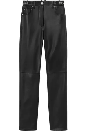 VERSACE Plong?? leather trousers