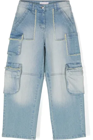MONNALISA Frayed-detailing cargo jeans