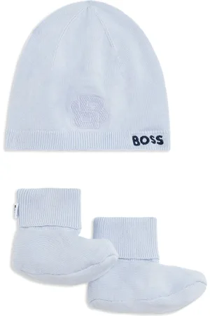 HUGO BOSS Logo-embroidered cotton beanie and slipper set